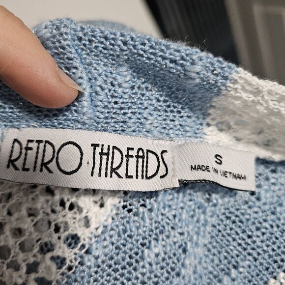 Retro Threads Womens Small Stripe Open Front Cardigan Coastal Cowgirl Pastel - Picture 3 of 10